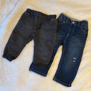 Levi’s 12M Baby Pant Set Grey Knit Jogger & 514 Straight Jean Pull On Style